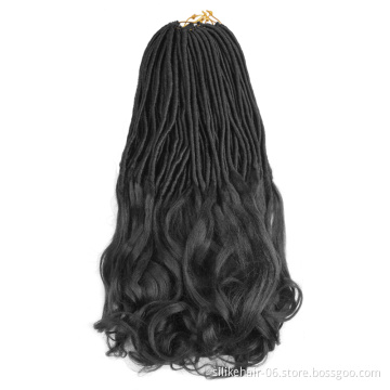 22 Inch Ombre Straight Goddess Locs With Curly Ends for Black Women Synthetic Goddess Faux Locs Crochet Braiding Hair Extensions